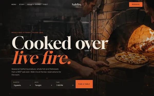 Homepage of the Saltfire Kitchen concept site