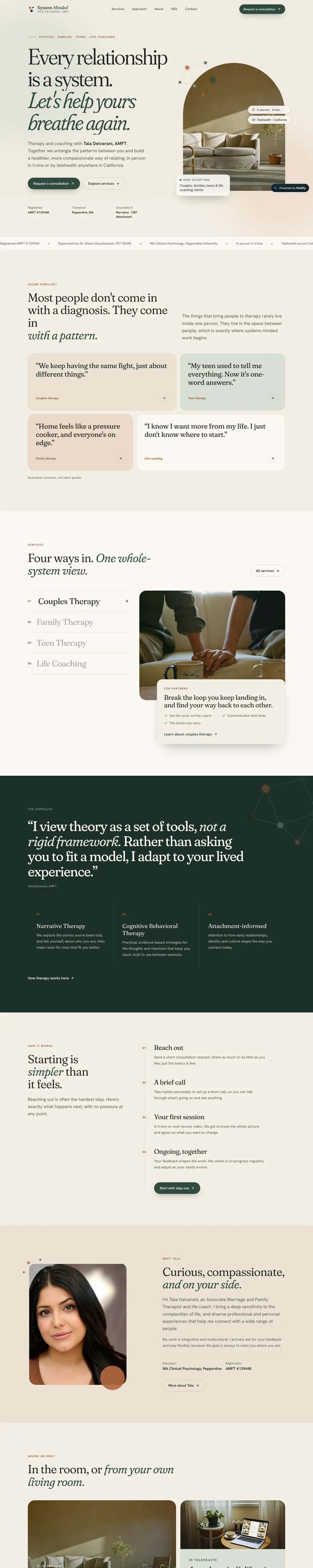 System Minded website, desktop view
