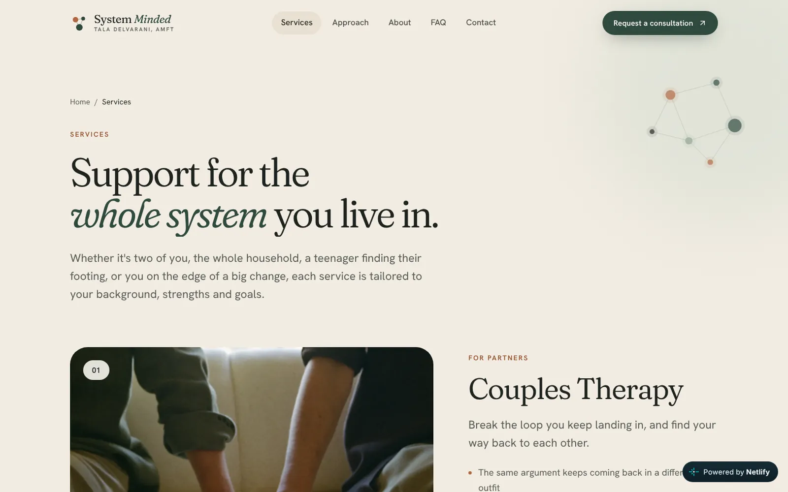 System Minded services overview page